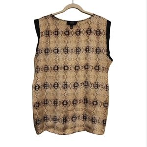MNG womens Black and Gold print blouse.